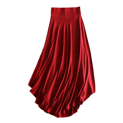 

Hot Loose Large Pendulum Casual Summer High Waist Long Skirts Women Thin Solid Draped Elastic Waist Modal Skirt Female