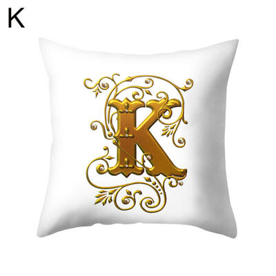 

26 Golden A to Z Alphabet Flower Soft Pillow Case Cushion Cover Home Sofa Decor