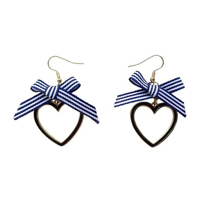 

Earring Women Girls Lovely Cotton Bowknot Heart Shape Pendant Earrings Hook Or Ear Clip