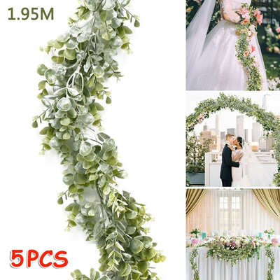 

35PCS 195M Artificial Eucalyptus Garland Hanging Rattan Faux Eucalyptus Leaves
