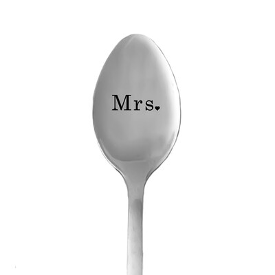 

Coffee Spoon Valentine&39S Day Gift Mr MrsCarved Ice Cream Stainless Steel Long Handle Spoon