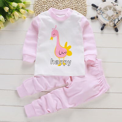 

Autumn Baby Kids Girls Boys Cartoon Print Outfits Set Long Sleeve Blouse TopsPants Sleepwear Pajamas