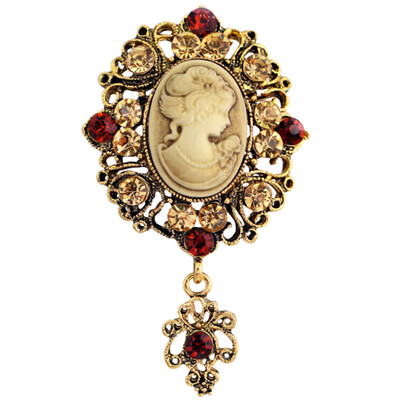 

Vintage Cameo Brooch Pins Brooches for Women Rhinestones Brooch Flower Fashion Jewelry