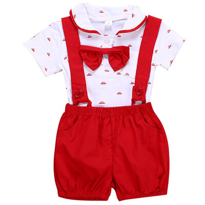 

Baby Boy Clothing Set New Summer Infant Boys Clothes Tie ShirtsOveralls 2PCS Outfit Sets Bebes Gentlemen Suit