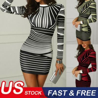 

Women Dresses Bodycon Bandage Sleeve Tops Long Tank Cocktail Party Evening Dress