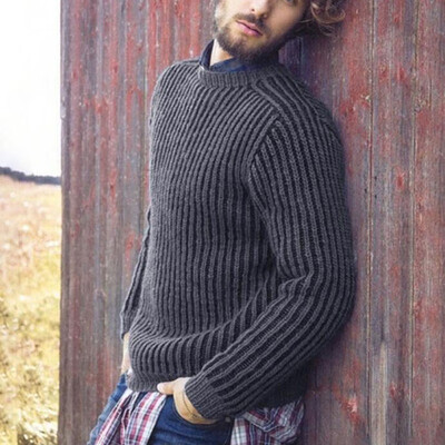 

Mens Crew Neck Long Sleeve Chunky Cable Knit Jumper Pullover Winter Sweater Top