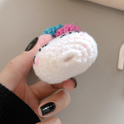 

1 P cs Cute Cartoon Unicorn Knitted Case Handmade Knitting Wool Protective Case Cover For Apple Air pods Air pods Not Included