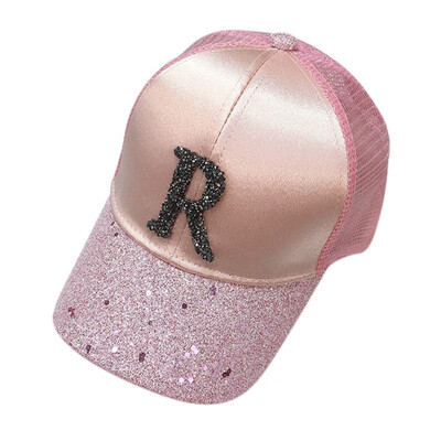 

Fashion Kids Girls Boys Letter Sequin Hip-Hop Baseball Cap Summer Flat Snapback Mesh Hat Baby Caos