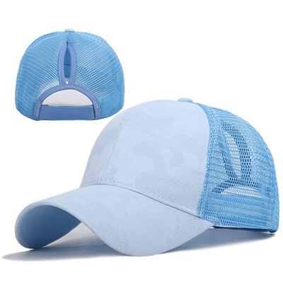 

7 Colors Ponytail Mesh Baseball Cap For Women Girls Summer Fashion Casual Cotton Camo Sun Hats