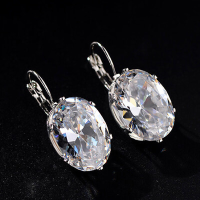 

Lovely Oval Blue Sapphire 925 Sterling Silver Hoop Earrings Womens Topaz Earings