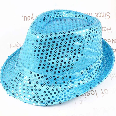 

11 Colors Unisex Women Men Sequin Shining Trilby Hat Cotton Fancy Party Dance Hat