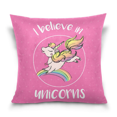 

ALAZA 16 X 16 inch Pillow Case Decorative Cushion Cover Unicorn With Letters Pattern Pillowcase