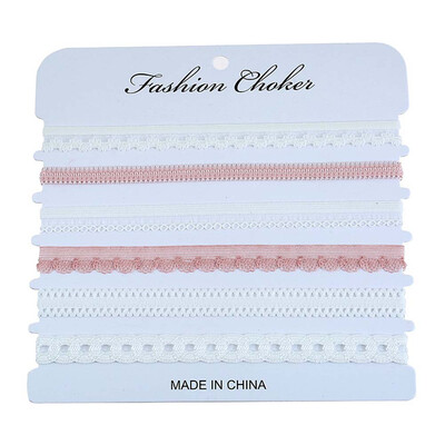 

6 Pcs Set Multicolor Lace Chocker Collar Simple Fashion Sweet Style Six Designs Women Necklace jewelry Direct Sales