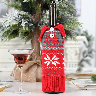 

Christmas Buttons Zipper Wine Cover Xmas Santa Claus Outfit Christmas Wine Bottle Bag Cover Table Decor