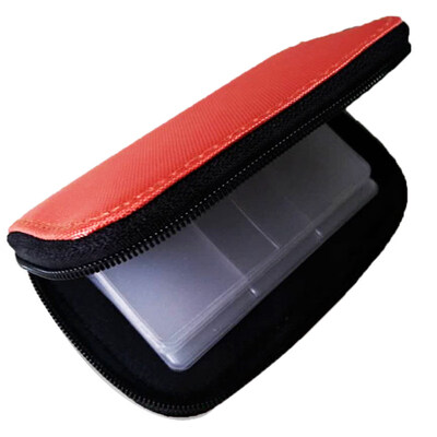 

Fashion Lady Solid Color Large Capacity Zip Faux Leather SIM CF Card Storage Bag