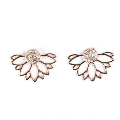 

Fashion Ladies Full Diamond Earrings Stud Earrings Mini Gold Silver Flower shape