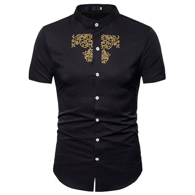 

Tailored Fashion Mens Summer Print Slim Fit Shirt Formal Short Sleeve Shirts Casual Tops