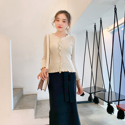 

Autumn&winter new Korean sweater female chic wind fresh sweater womens slim body head solid color bottoming shirt