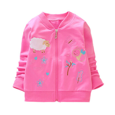 

Spring Autumn Girls Sweatshirt Coat Baby Kids Cartoon Print Baseball Uniform Zipper Shirt Jacket Outwear Baby Kid Coats Clothing