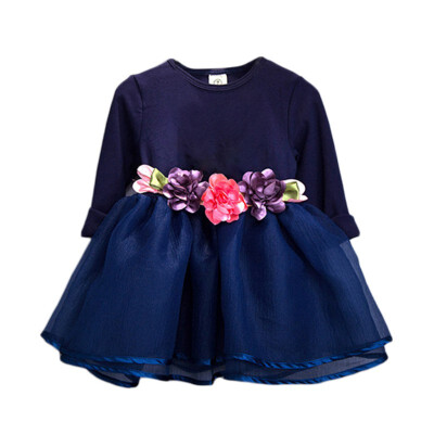 

Autumn Casual Girl Mesh Dress Tulle Princess Girl Party Dress Wear Tutu Baby Children Clothing Kids Flower Dresses For Girls