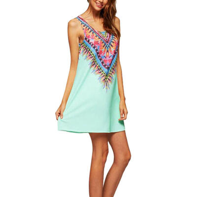 

Women Dress Fashion Vintage Boho style Sexy Casual Party beach summer dresses floral print Vintage chiffon 4 colors Vestidos