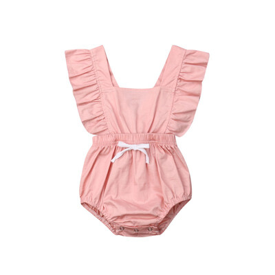 

Fly Sleeves Baby Bodysuit Children Baby Girls Jumpsuit Summer Cotton Solid Overall Infant Baby Girls Casual Clothes