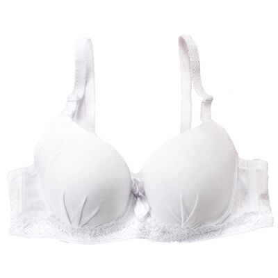 

Thin Ladies Underwear Sexy Lingerie Solid Color Bow 34 Cup Smooth Lace Adjustable Gathered Bra