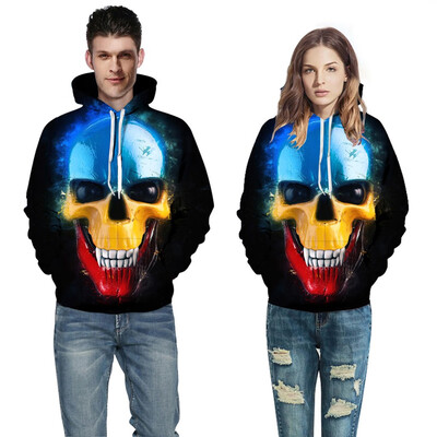 

Toponeto Couples Scary Halloween 3D Printed Party Long Sleeve Hoodie Top Sweatshirt
