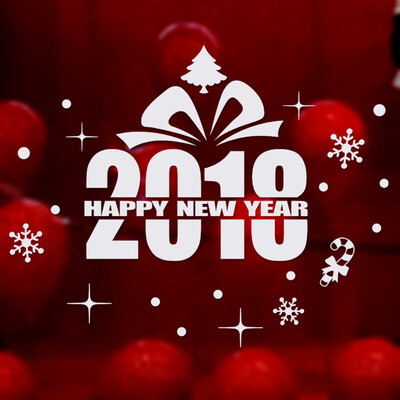 

Gobestart New Year 2018 Merry Christmas Wall Sticker Home Shop Windows Decals Decor