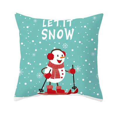 

Christmas Peach Skin Pillowcase Green Cartoon Sofa Pillowcase Xmas Home Decor
