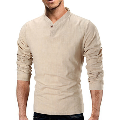 

Men Fashion Slim Long Sleeve Stand-up Collar T-Shirt Casual Solid Color Tops