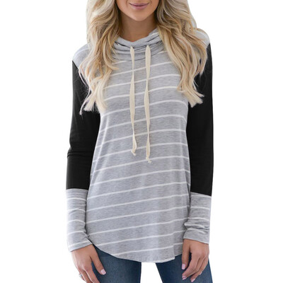 

Tailored Women Long Sleeve Casual Striped Stitching Pullover SweatShirts Top Blouse