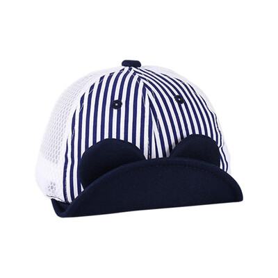 

8-36T Summer Baby Boys Girls Toddler Lollipop Striped Print Bucket Hats With Ear Design Caps Reversible Sun Headwear