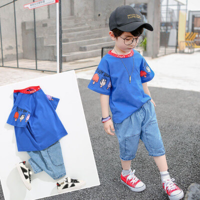 

2PcsSet Summer Children Baby Boys Casual Short Sleeve Cartoon Print T-shirt TopsShorts Costume Set