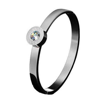 

2019 Fashion New Design Four Crystals Color replaced Rose Gold Silver Color Bangle Bracelet Stainless Steel Jewelry