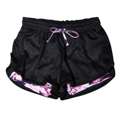 

Women Exercise Train Fitness Casual Shorts Female Girls Drawstring Mid-Waist Mesh Patchwork Comfort Breathable Boyshorts