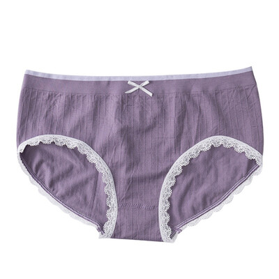 

Panties Women Fashion New Solid Color Stitching Color Lace Briefs Japanese Bow Briefs Female