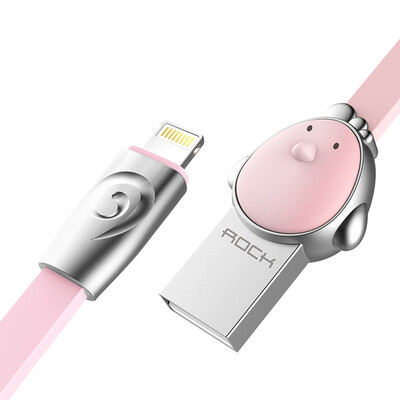 

ROCK Apple data line iPhoneXsXR7plus8 mobile phone fast charging line XS MAX power line Zodiac chicken - powder 1 meter