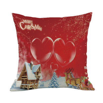 

Tailored Happy Christmas Pillow Cases Linen Sofa Cushion Cover Home Decor Pillow Core
