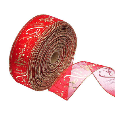 

Christmas Bow Red Cute Christmas Ribbon Gift Box Printed Decoration DIY Home Decoration Ribbon Christmas Bows