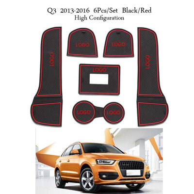 

6pcsset Car Door Slots Pad Gate Armrest Storage Grooves Mat Replacement For Q3 2013-2016 High Configuration