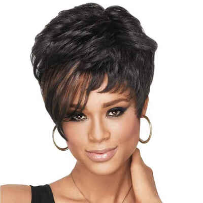 

Women Capless Short Curly Wigs Female Fringe Curls Fluffy Multi-Layered Daily Fake Hair