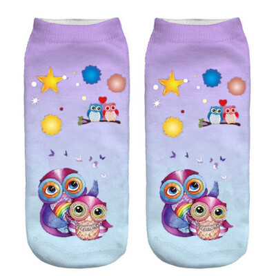

Women Harajuku Cute Cotton 3D Print Owl Low Cut Ankle Socks