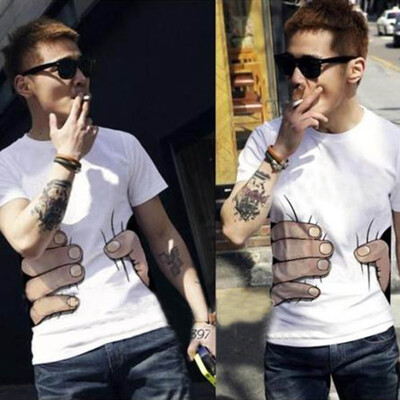 

Top Selling For Cotton Unisex Mens Womens T-shirt Big Hand Print Tops Blouse Summer