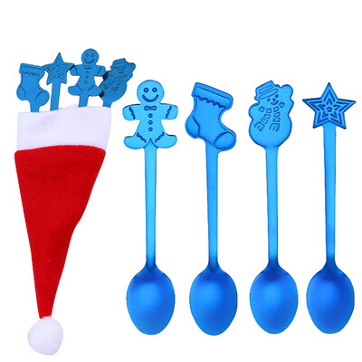

Toponeto 4PCS Christmas Colorful Spoon Handle Spoons Flatware Ice Cream Drinking Tools BK