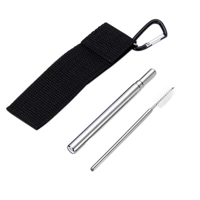 

Portable Stainless Steel Telescopic Drinking Straw For Travel Reusable Collapsible Metal Drinking Straw With Bag And Brush Set x