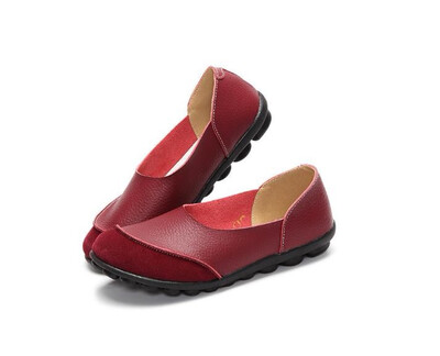 

5 Colors New Womens Cowhide Matte Soft Leather Shallow Mouth Shoes Lazy Shoes