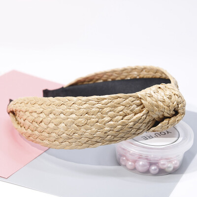 

New Fashion Vintage Bow Knot Cross Hand-Woven Imitate Raffia Holiday Headband Headwear Accessories