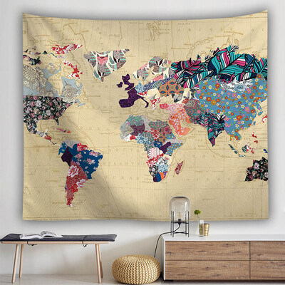 

Gobestart Vintage World Map Wall Tapestries Hanging Hippie Tapestry Bedspread Yoga Mat New