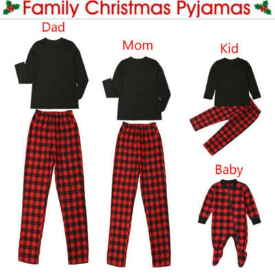 

Family Matching Christmas Pajamas Set Adults Baby Kids Plaid Nightwear Sleepwear